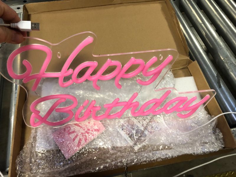 Photo 1 of Happy Birthday Neon Sign 16 Inch Reusable Happy Birthday LED Light Up Sign with Dimmable ON/OFF Switch for Birthday Party Backdrop Decoration and Wall Decor and Birthday Gifts