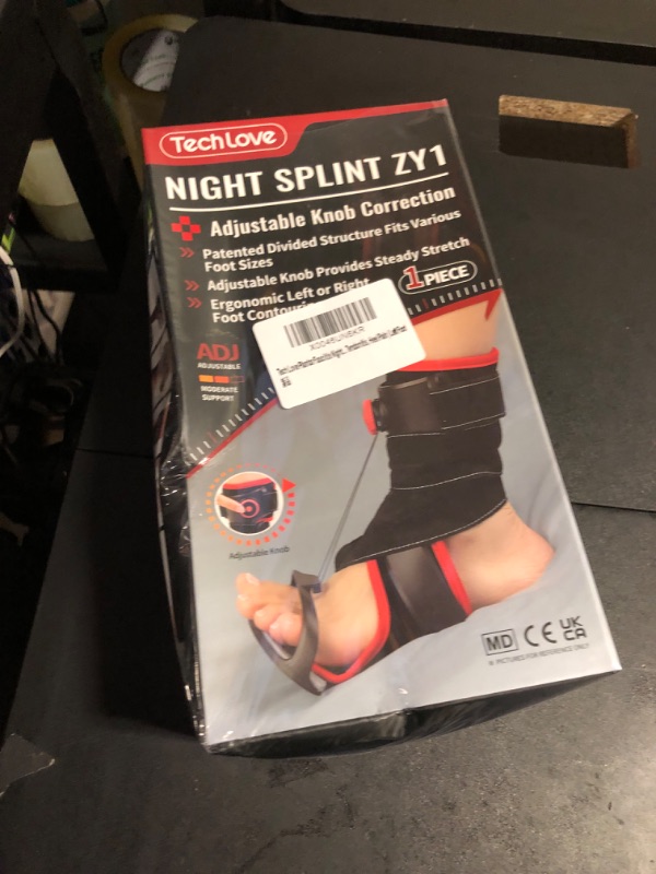 Photo 2 of Tech Love Plantar Fasciitis Night Splint - Patented Plantar Fasciitis Brace, Plantar Fasciitis Relief for Men Women with Adjustable Size & Ice Pack for Achilles Tendonitis, Heel Pain | Left Foot