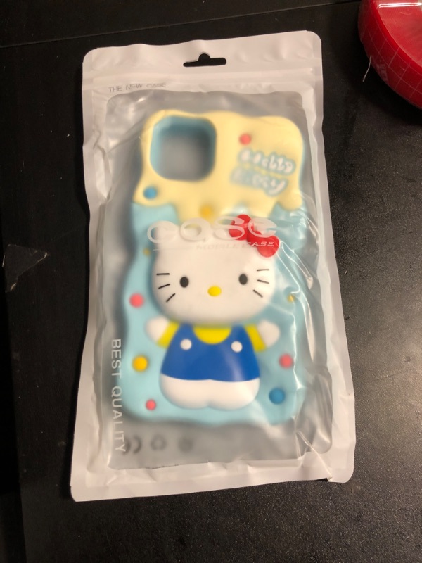 Photo 2 of Danzel for iPhone 11 Case 6.1", 3D Cute Cartoon Kawaii Silicone Cat Animal Wavy iPhone Case Cover with Foldable Finger Grip Holder for Kids Girls and Women (Blue