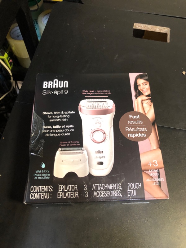 Photo 3 of Braun Epilator Silk-épil 9 9-720, Hair Removal Device, Epilator for Women, Wet/Dry, Waterproof, 3-in-1 Epilate, Shave, or Trim, Salon-Like Smooth Skin, Womens Shaver & Trimmer, Cordless, Rechargeable