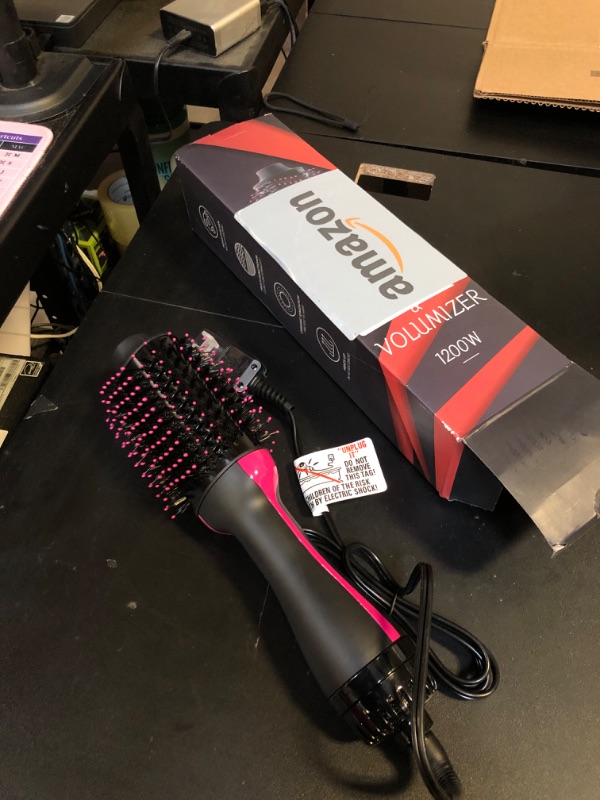 Photo 2 of Hair Dryer and Blow Dryer Brush in One, 4 in 1 Hair Dryer and Styler Volumizer with Negative Ion Anti-frizz Ceramic Titanium Barrel Hot Air Straightener Brush 75MM Oval Shape, Black/Pink