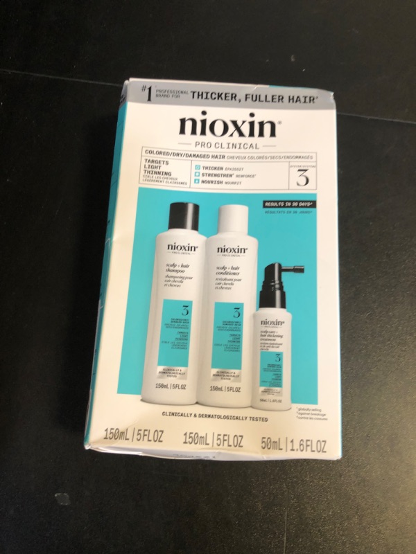 Photo 2 of Nioxin Scalp + Hair Thickening System 3, For Damaged Hair With Light Thinning, Trial Kit,