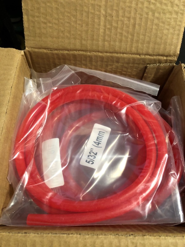 Photo 3 of Ucreative 1/8" 5/32" 3/16" 1/4" 5/16" 3/8" Automotive Silicone Vacuum Tubing Hose Kit for Air and Water 6PCS 5FT (Red)