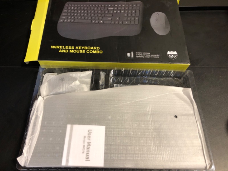 Photo 1 of Wireless Keyboard and Mouse Combo, Ergonomic Keyboard with Wrist Rest, Sleep Mode, 6 Buttons Mouse, 2.4G Lag-Free Silent Cordless Keyboard Mouse Set for Windows, Mac, Laptop, PC