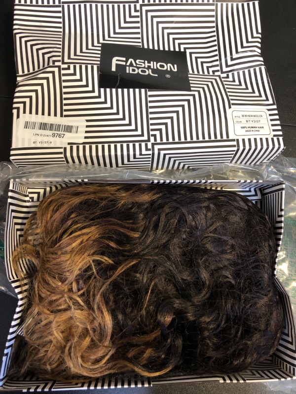 FASHION IDOL Bob Curly Human Hair Wig with Bangs for Black Women 10