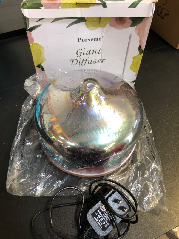 Photo 1 of Porseme 500ml Glass Essential Oil Diffuser Aromatherapy Ultrasonic Cool Mist Humidifier 15-21 Running Hours Waterless Auto-Off Air Diffusers for Sleeping Yoga Office Working Spa and Rest (Light Blue)