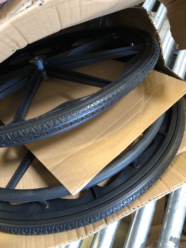 Photo 1 of (1PR,Black) Wheelchair rear wheel replacement 24x1"wheel,Rear Wheel Assembly for 16-18-20 Inch Wheelchairs, Replacement parts (24 * 13/8(2count))