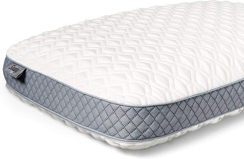 Photo 1 of 
Sealy Molded Bed Pillow for Pressure Relief, Adaptive Memory Foam with Washable Knit Cover, Standard, 16x24x5.75 Inches, White, Grey