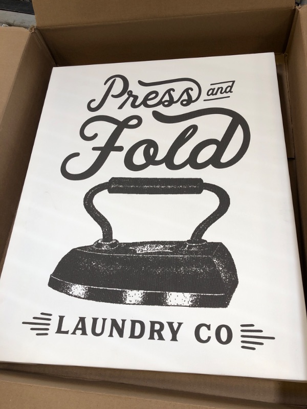 Photo 1 of 
Stupell Industries Press & Fold Antique Iron Laundry Lettering Phrase, Design by Lettered and Lined
