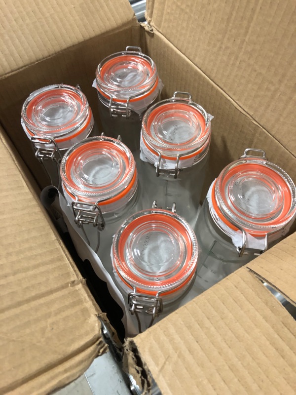 Photo 2 of [Upgraded] 20 oz Glass Jars with Airtight Lids for Vanilla Extract, 6 Pack Glass Juice Bottles with 2 Measurement Marks, Glass Food Storage Canister Set For Beans, Spice, Tea, Drink, Milk. 600ML