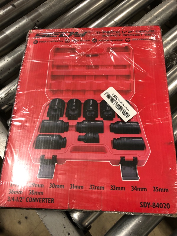Photo 1 of 1/2 Drive Deep Impact Socket Set: 11-Piece Metric Size Wheel Axle Nut Wrench Metric Large Jumbo 27mm 29mm 30mm 31mm 32mm 33mm 34mm 35mm 36mm 38mm Spindle Joint High Torque Truck Bearing Locknut