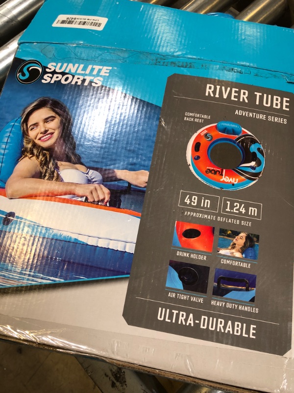 Photo 3 of 2024 New & Upgraded Sunlite Sports Heavy Duty River Tube Inflatable, Premium Water Float to Lounge Above Lake and River, Outdoor Water Raft Sport Fun, Recreational Use