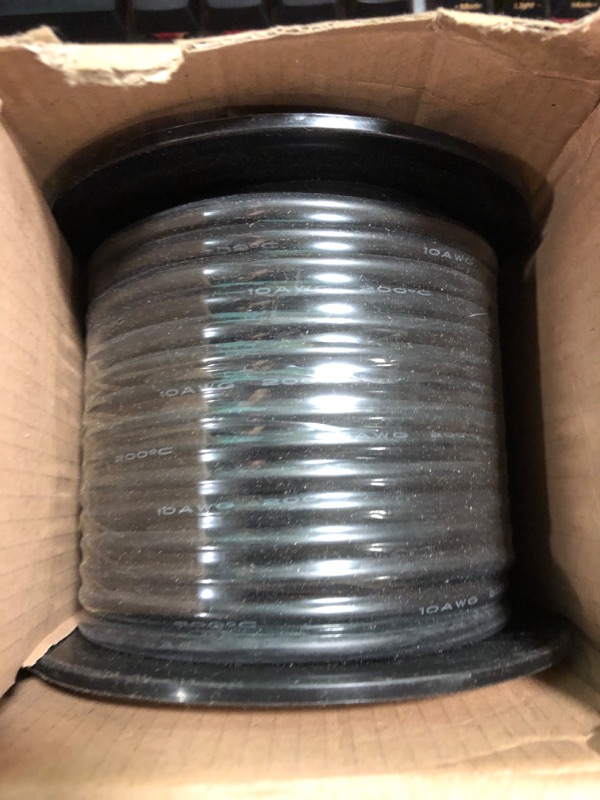 Photo 2 of Shonsin 10 Gauge Silicone Wire Spool 50FT Black, Extremely Flexible 10 AWG Automotive Wire, 1050 * 0.08mm Tinned Stranded Copper (5.3mm2) High Temp 392?/200? Rating 46 Amp 600V