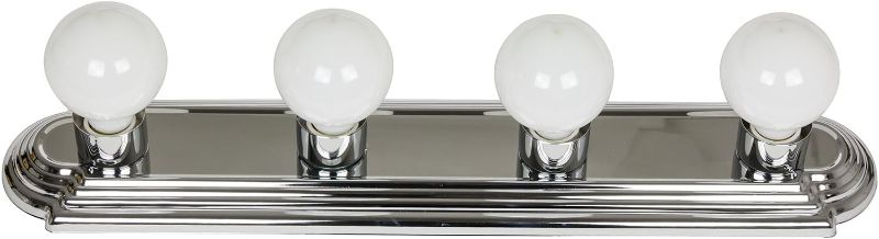 Photo 1 of Sunlite Art Deco Style Chrome Vanity Light Fixture, 24-Inch, 4 Medium Base Sockets (Bulbs Not Included), Dimmable, UL Listed, Bathroom, Powder Room, Vanity