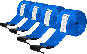 Photo 1 of 4Pack 4 inch Kinedyne Straps Flatbed 4x30 Truck Strap for Flatbed Trailer Winch Strap Heavy Duty 4 inch Ratchet Straps Flatbed Blue