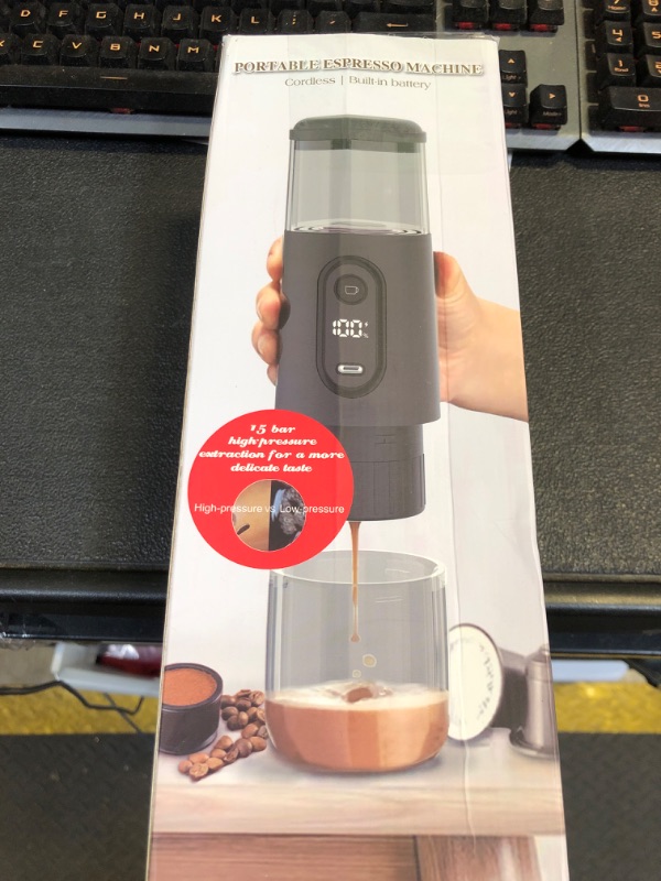 Photo 3 of Portable Electric Espresso Coffee Machine - 2 IN 1 Wireless 15 Bar Pressure Mini Coffee Maker, Car Portable Coffee Machine Fully Charged Brew 75 Cups for Camping RV Hiking Office ( Not Self Heating)