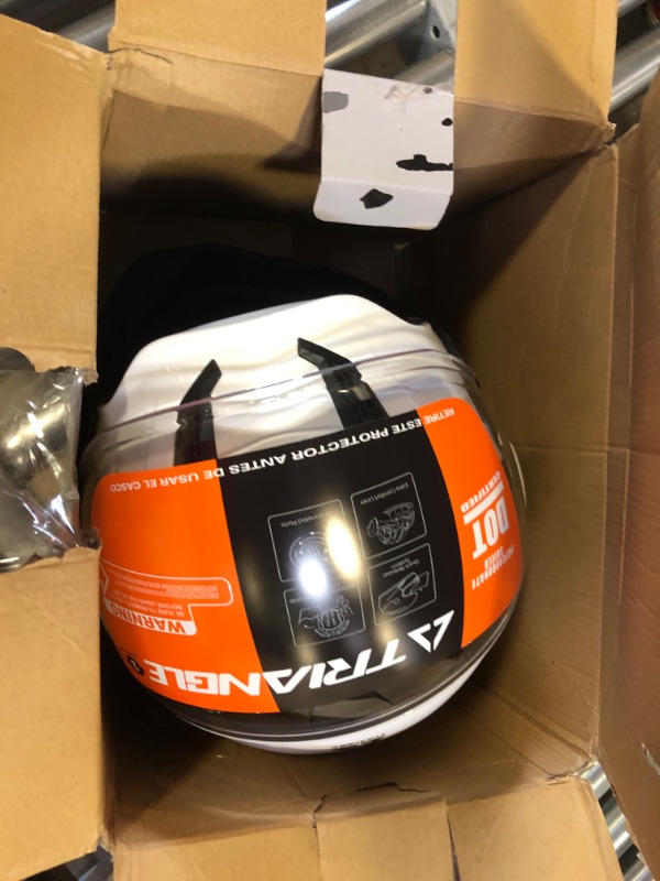 Photo 2 of *White not black* TRIANGLE Motorcycle Helmets Full Face Open face Helmet 3/4 for Men Dual Visor with Internal Tinted Sunshield DOT Approved