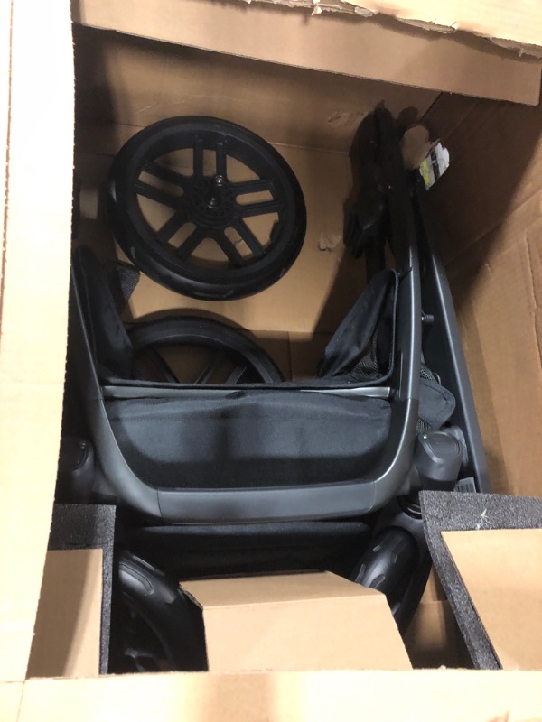 Photo 2 of *Only contains stroller* UPPAbaby Vista V2 Stroller / Convertible Single-To-Double System / Bassinet, Toddler Seat, Bug Shield, Rain Shield, and Storage Bag Included / Jake (Charcoal/Carbon Frame/Black Leather)