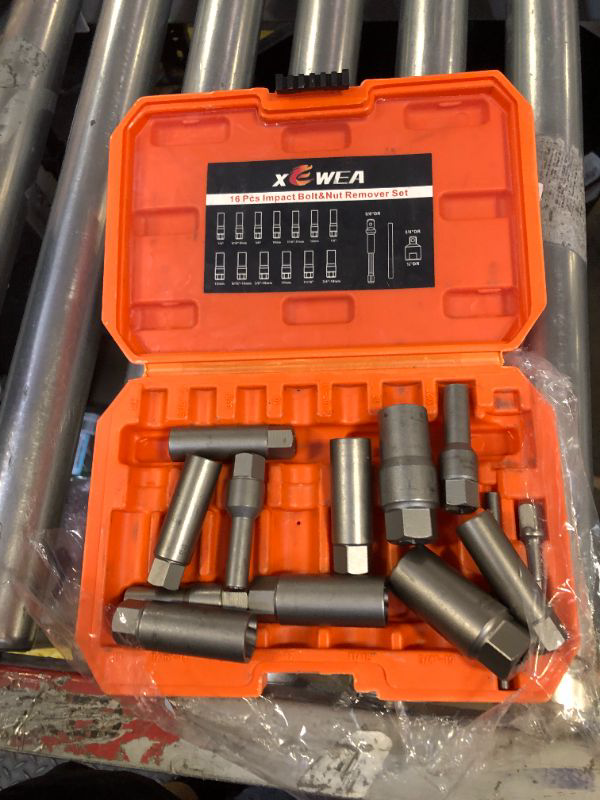 Photo 1 of Deep Bolt Extractor Set, 16 PCS Impact Bolt & Nut Remover Set Stripped Lug Nut Remover, Spark Plug Extraction Socket Set For Removing Broken, Damaged, Frozen, Rusted, Or Rounded-Off Bolts, Nuts, Stud