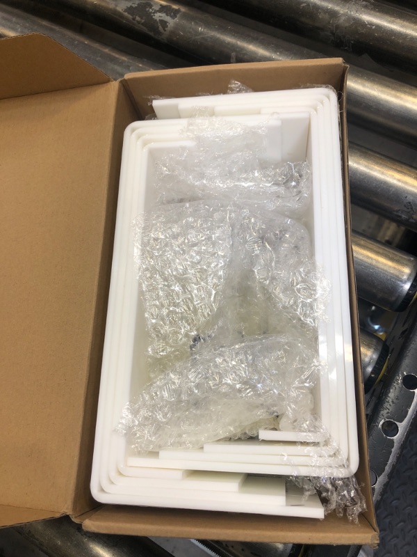 Photo 1 of ModWgGuo 8 Pcs Acrylic Display Riser White Risers Buffet Risers Display Stand Different Size Display Risers for Party Decor Dessert Jewelry