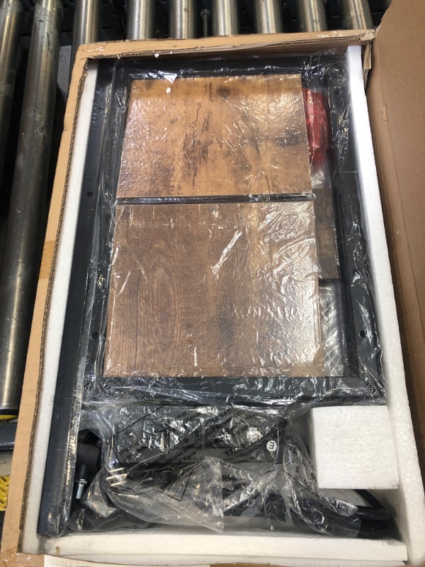 Photo 1 of Hadulcet C Table End Table with Charging Station, Folding C Table, Rolling Tray Table TV Trays, C Shaped Overbed Table, Small Side Table for Small Spaces, Rustic Brown