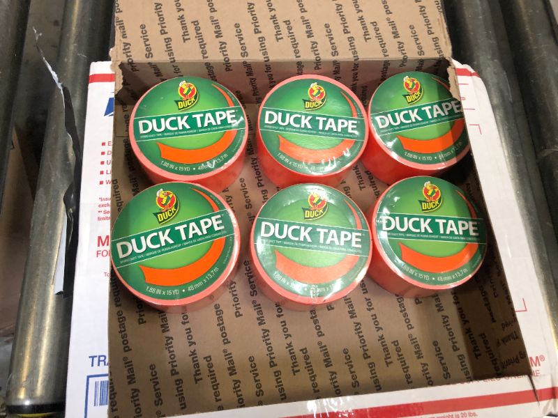 Photo 2 of Duck Brand Duck Color Duct Tape, 1.88 in. x 15 yd, 6-Roll, Neon Orange (1265019_C)
