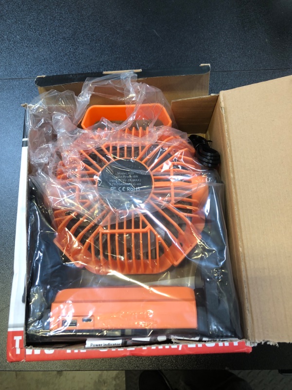 Photo 1 of Portable Camping Fan with LED Lantern - Cordless Rechargeable Battery Powered Fan, 270°Pivot Personal USB Desk Fan, 4 Speed Quiet Table Fan, 32Hrs Battery Operated Tent Fan for Travel, Picnic (Orange)
