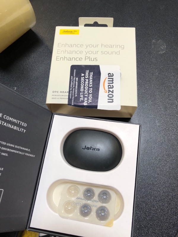 Photo 4 of Jabra Enhance Plus Self-Fitting OTC Hearing Aids for Advanced Hearing Enhancement, Music and Calls – 4 Built-in Microphones and Powerful Speakers, Made for iPhone – Dark Grey