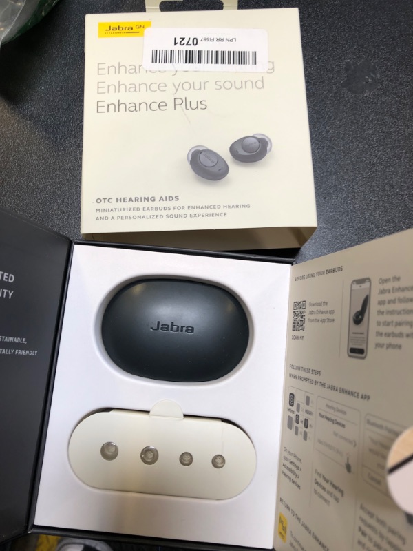 Photo 4 of Jabra Enhance Plus Self-Fitting OTC Hearing Aids for Advanced Hearing Enhancement, Music and Calls – 4 Built-in Microphones and Powerful Speakers, Made for iPhone – Dark Grey