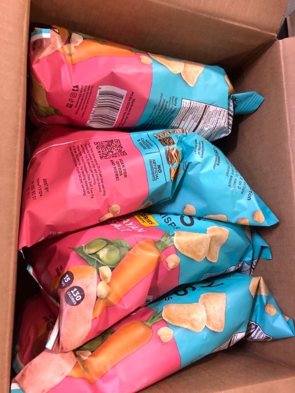 Photo 1 of BIENA Tasty Thins Veggie Crisps - Low Calorie Veggie Chips for Adults and Kids - 4-Pack, 4 Ounce Bags - Himalayan Pink Salt - best by 10/18/2024
