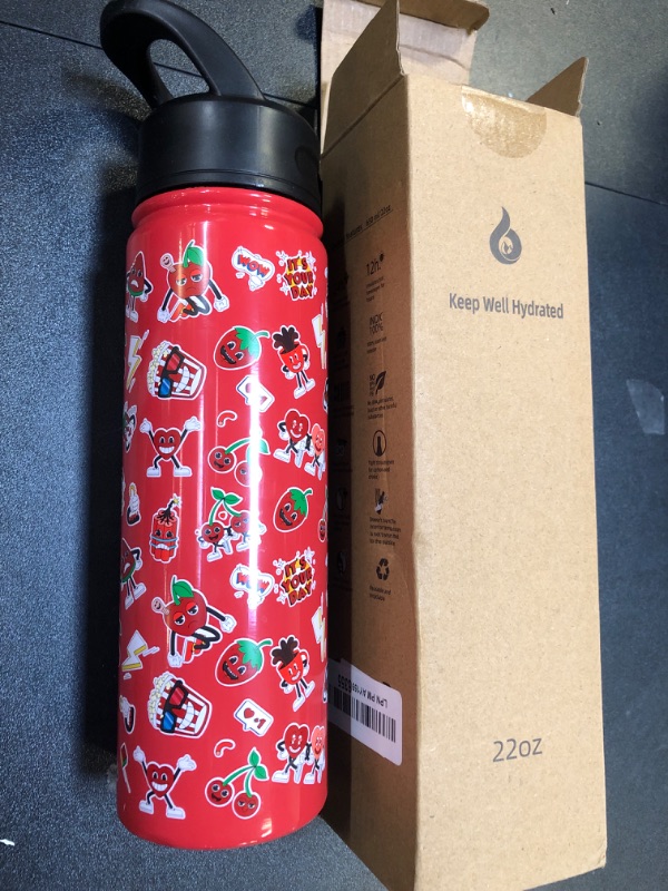 Photo 2 of BJPKPK Insulated Water Bottle with Straw Lid, 22 oz Stainless Steel Metal Water Bottles, Reusable Leak Proof BPA Free Water Bottles, Cups, Thermos, Passionate-Red