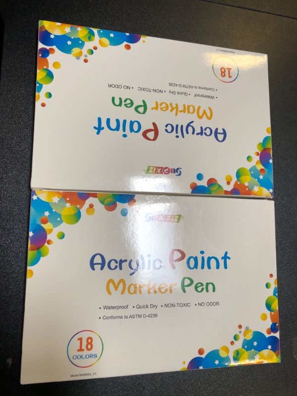 Photo 1 of 18 Colors Acrylic Paint Marker Pens for Rock Painting Fine Point Fabric , Wood , Canvas , Ceramic , Glass , Stone , Scrapbooking Supplies , Quick Dry Non Toxic No Odor Markers - Pack of 2 
