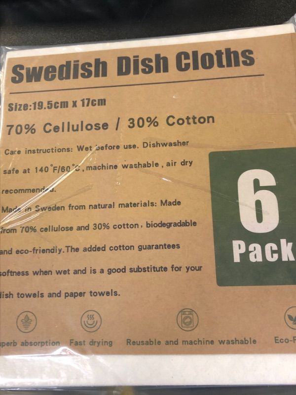 Photo 2 of Fintale Swedish Dishcloths for Kitchen, 6 Pack Papaya Reusable Paper Towels, Washable Cellulose Sponge Cloth, Absorbent Quick Drying Dish Towels, No Odor Dish Cloths for Washing Dishes, Grey Moroccan