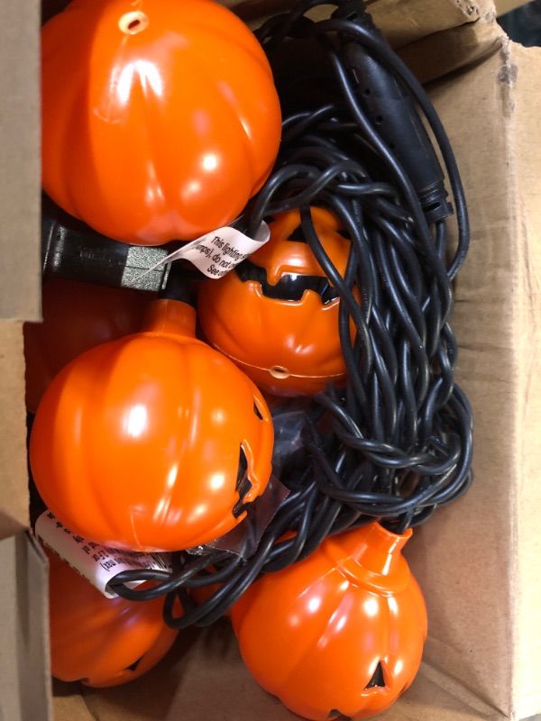 Photo 2 of Agaphoton Halloween 8.5FT Pumpkin String Lights with 10 Solid Orange Smiling Pumpkin Lights, UL Listed Connectable Halloween Party Lights for Outdoor & Indoor Yard Patio Decor