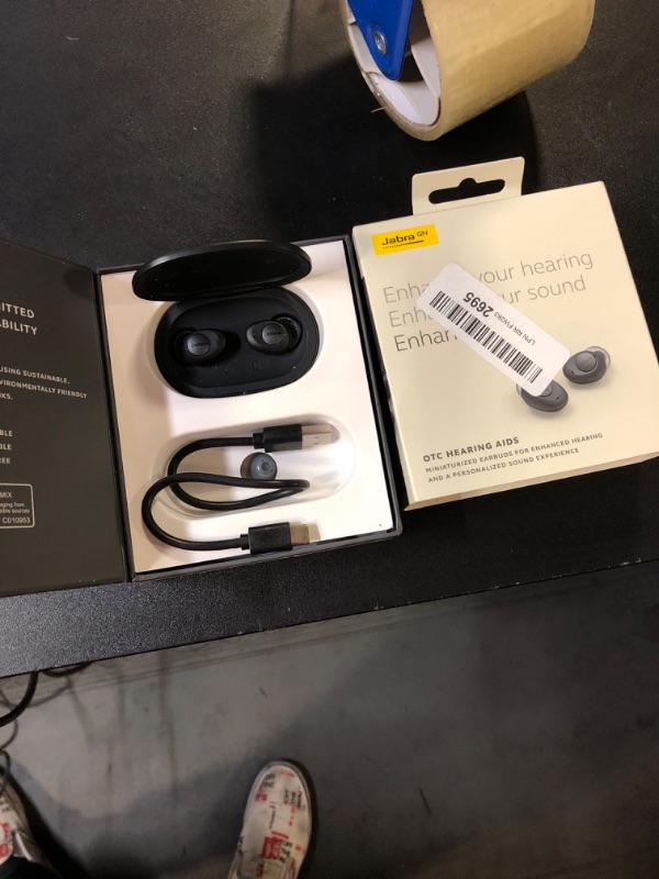 Photo 2 of Jabra Enhance Plus Self-Fitting OTC Hearing Aids for Advanced Hearing Enhancement, Music and Calls – 4 Built-in Microphones and Powerful Speakers, Made for iPhone – Dark Grey