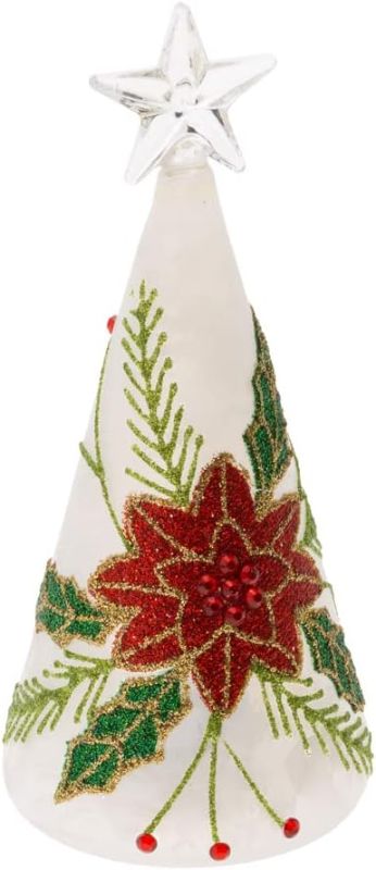 Photo 1 of Boston International Christmas Winter Holiday LED Tabletop Tree Decoration, Small, Poinsettia
