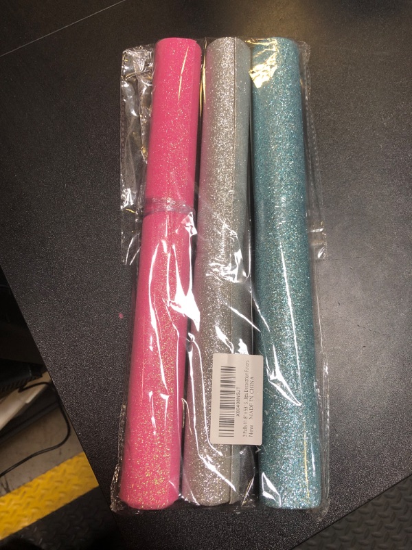 Photo 1 of 11.8" x 53" Shiny Glitter Faux Leather Fabric Superfine Synthetic PU Leather for DIY Sewing Crafts Wedding Party Clothes Hair Clips Decoration Favors, Random Color 3 Rolls