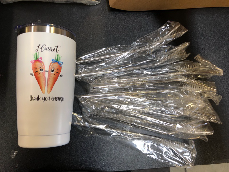 Photo 2 of 10Pcs Fruit and Vegetable Themed Tumblers with Straws and Straw Cleaners 