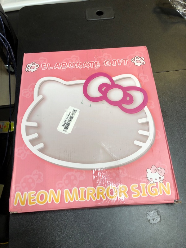 Photo 1 of MCJSGSP Anime Hello Kit Mirror with Light Neon Signs for Wall Decor, Neon Mirror with Dimmable for Teen Girl Gift?Makeup Mirror neon Sign Room Decor