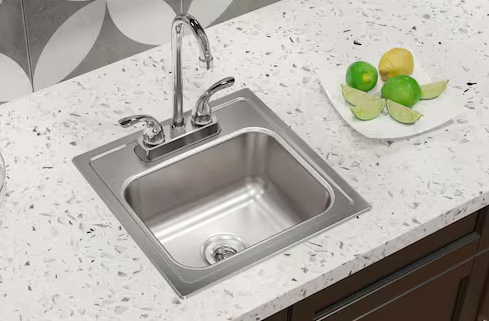 Photo 1 of 15 in. Drop-in Single Bowl 20-Gauge Durable Satin Stainless Steel Kitchen Sink Kit w/ Faucet
