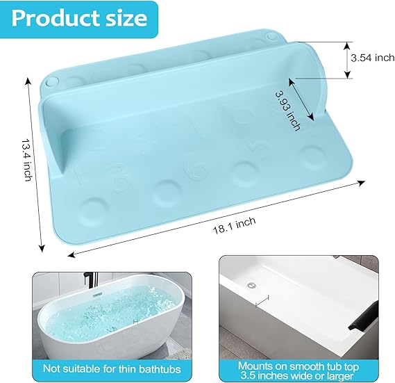 Photo 1 of -JACZZO Bathtub Splash Guard - Convenient Shower Splash...ong Grip Silicone Suction Cup Splash Guard for Bathtub - Blue