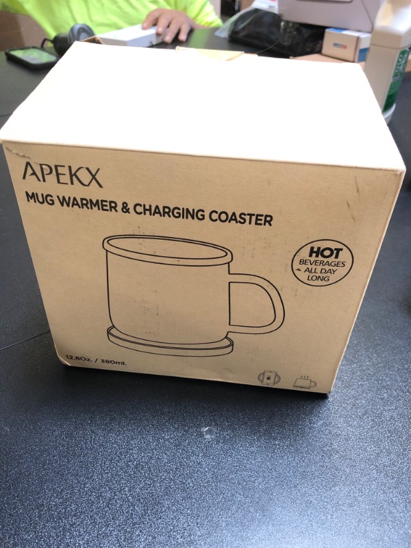 Photo 1 of APEKX Self-Heating Ceramic Mug - 130°F / 55°C Optimal Temperature Control, Wireless 15W Phone Charging Pad - 12.8 fl oz/380 mL Capacity with USB-C (Deep Navy)