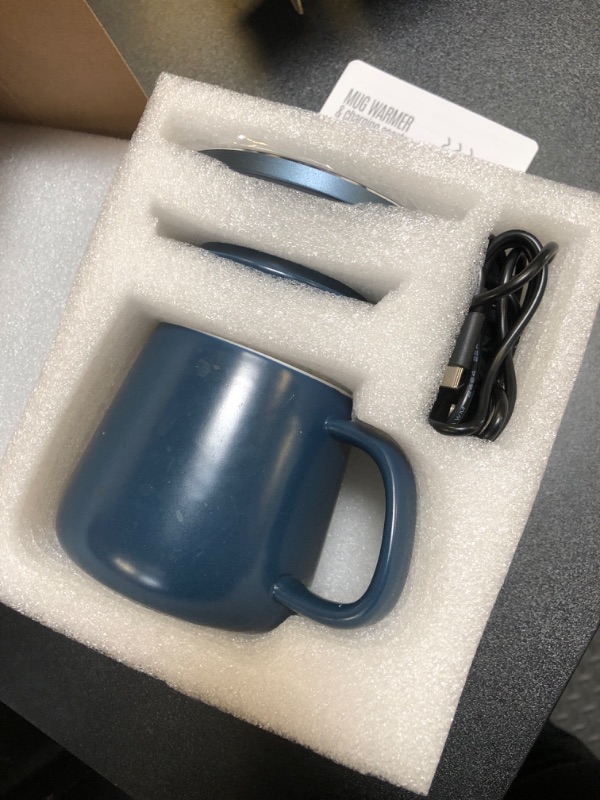 Photo 1 of APEKX Self-Heating Ceramic Mug - 130°F / 55°C Optimal Temperature Control, Wireless 15W Phone Charging Pad - 12.8 fl oz/380 mL Capacity with USB-C (Deep Navy)