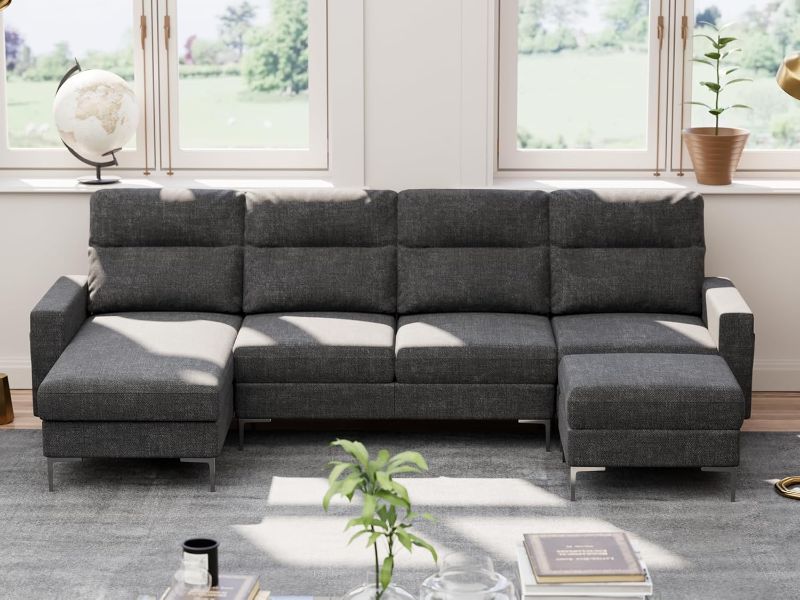 Photo 1 of  Convertible Sectional Sofa Couch 4 Seat Set for Living Room U Shaped Modern Fabric Modular Sleeper with Double Chaise Memory Foam Grey Home Kitchen A1HcQ7HcO5L m media amazon images I |||
Attach legs Q to the seat A Attach legs Q to the RSF seat B and LS