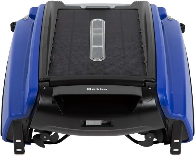 Photo 1 of Betta SE Solar Powered Automatic Robotic Pool Skimmer Cleaner with 30-Hour Continuous Cleaning Battery Power and Re-Engineered Twin Salt Chlorine Tolerant Motors (Blue)
