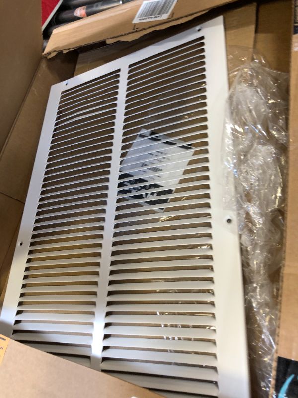 Photo 2 of 12"w X 24"h Steel Return Air Grilles - Sidewall and Ceiling - HVAC Duct Cover - White [Outer Dimensions: 13.75"w X 25.75"h]