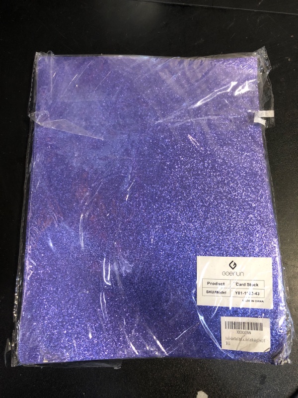 Photo 2 of Double-sided Blue Glitter Cardstock 8.5x11- Goefun Metallic Cardstock, 24 Sheets 300 GMS/110LB Blue Cardstock for Card Making, Cricut, Graduation Cap Decorations