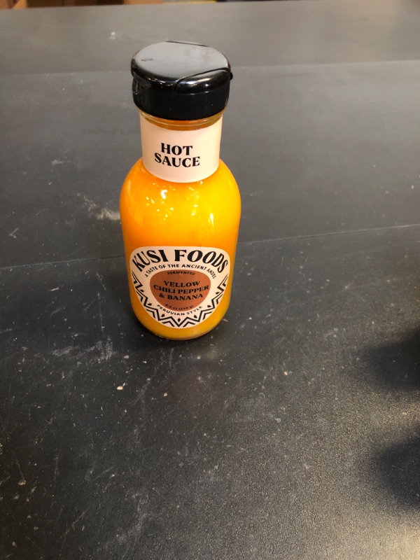 Photo 2 of Kusi Foods Peruvian-style Hot Sauce, Made with Yellow Chili Peppers, Banana and Aji Charapita, Sweet and Slightly Spicy, Fermented 50 days, 8.5 oz EXP OCT 23/2024