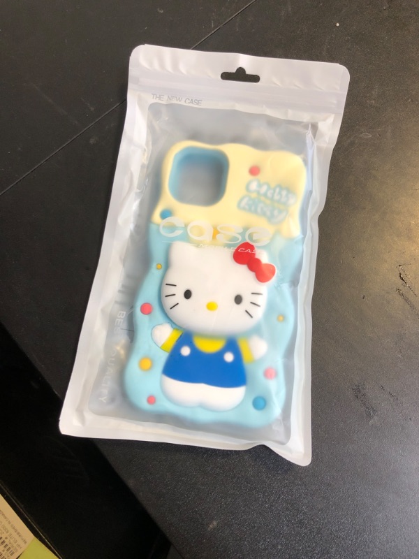 Photo 2 of Danzel for iPhone 11 Case 6.1", 3D Cute Cartoon Kawaii Silicone Cat Animal Wavy iPhone Case Cover with Foldable Finger Grip Holder for Kids Girls and Women (Blue