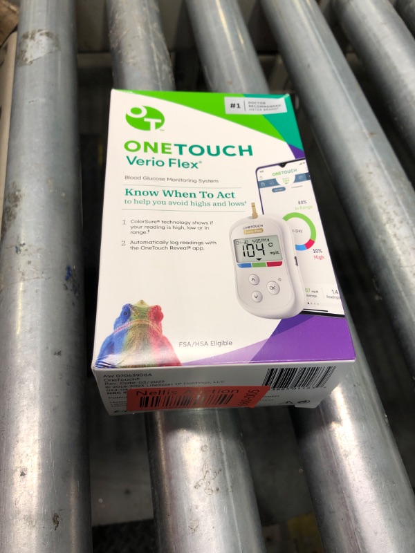 Photo 1 of OneTouch Verio Flex Blood Glucose Meter For Sugar Test Kit | Includes Blood Glucose Monitor, Lancing Device, 10 Sterile Lancets, and Carrying Case